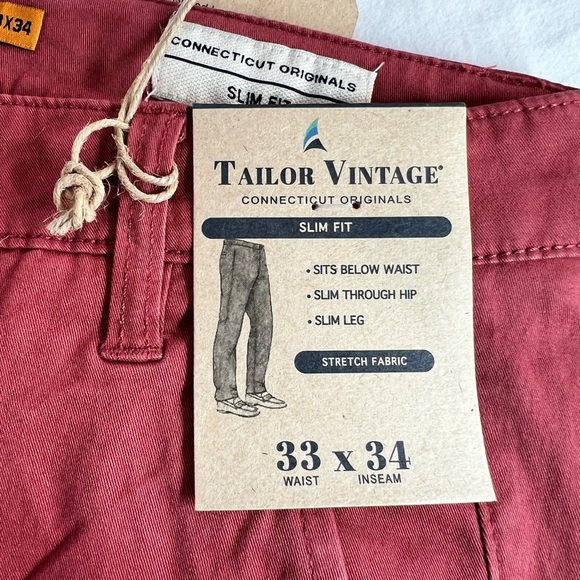 Tailor Vintage Slim fit pants men’s size 33 x 34 & 36x34 & 30x30 brick red - Picture 3 of 11